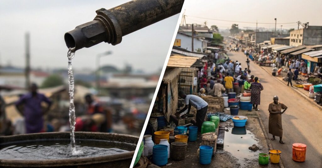 Crude oil export versus a thriving Nigerian marketplace, illustrating the Federal government's policy shift to prioritize the local economy