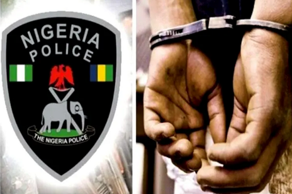 Ondo State Police display items recovered from armed robbery suspects including a Toyota Camry, knife, iron rod, and toy gun used in their Akure crime spree