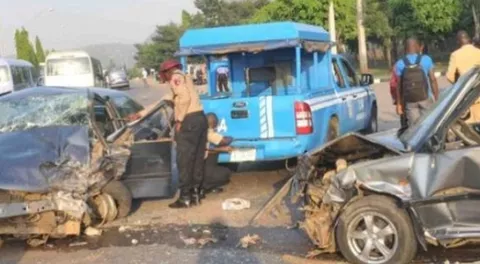 Scene of a devastating road crash in Niger State, showing wreckage