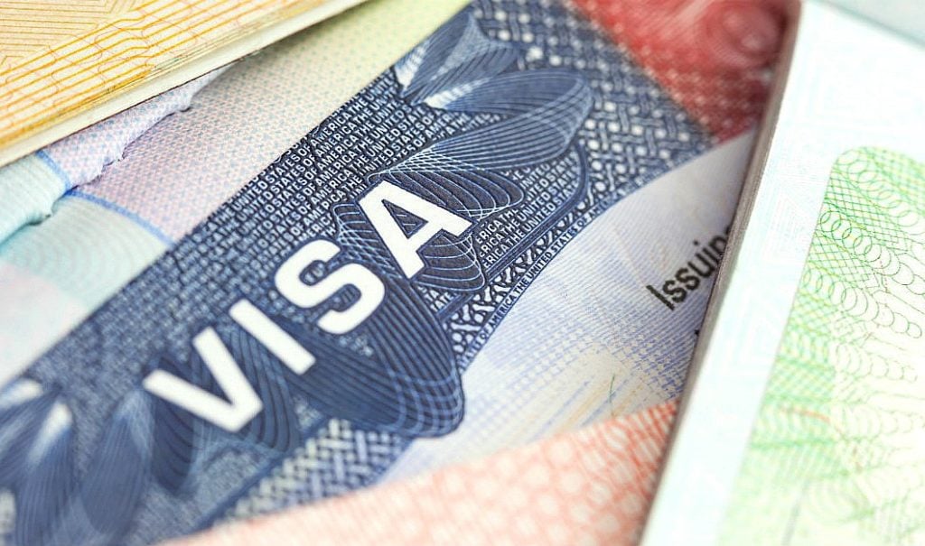 Visa Waiver Program application form and passport, showing ESTA requirements.