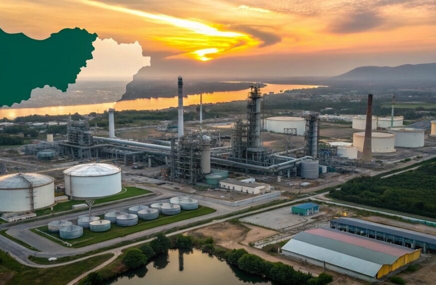 Aerial view of a Nigerian oil refinery, symbolizing the Federal government's focus on domestic refining capacity.