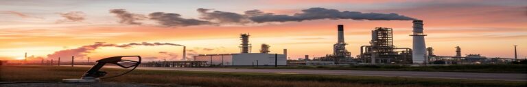 A large oil refinery with smoke rising from chimneys, illuminated at dusk, symbolizing the resurgence of refinery operations and potential fuel price