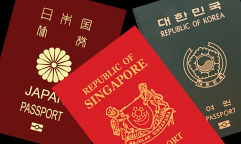 Singaporean Passport open, showing photo and details page, representing visa-free travel to many countries.