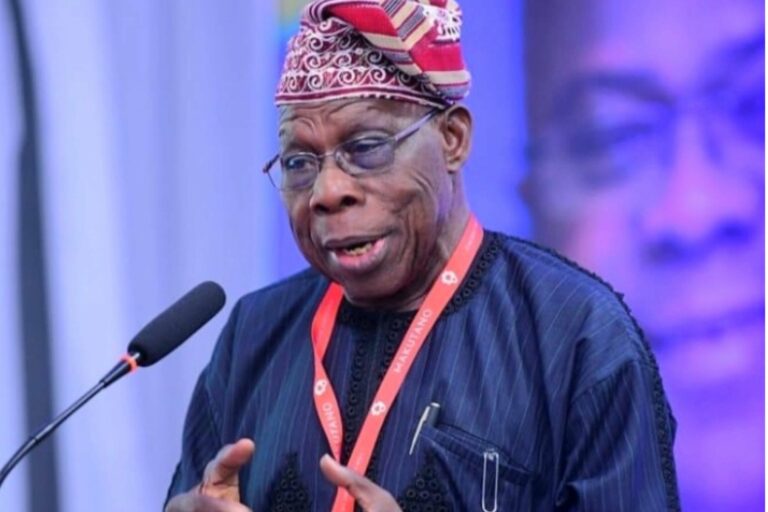 Former Nigerian President Obasanjo speaking at his 88th birthday celebration