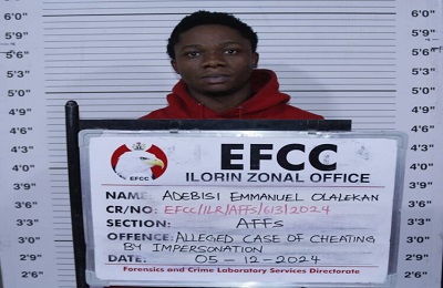 Adebisi Olalekan, an internet fraudster sentenced in Ilorin, gets 2 years jail. He forfeits N124m, Mercedes Benz, iPhone. EFCC secured conviction.