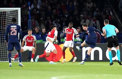 Arsenal's Champions League run ends. PSG wins semi-final second leg 2-1. Donnarumma shines for French side.