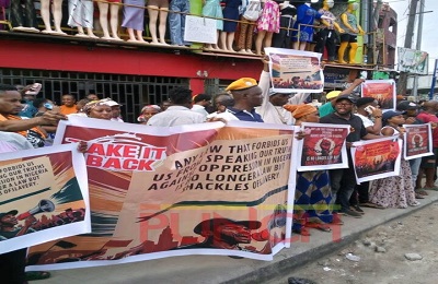 Juwon Sanyaolu of the Take It Back Movement addressing supporters ahead of the planned June 12 protest in Nigeria.