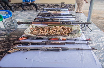 Nigeria Police bust arms network supplying bandits, recover rocket launcher, AK-47s, 2,200+ rounds. Three suspects arrested in raids.