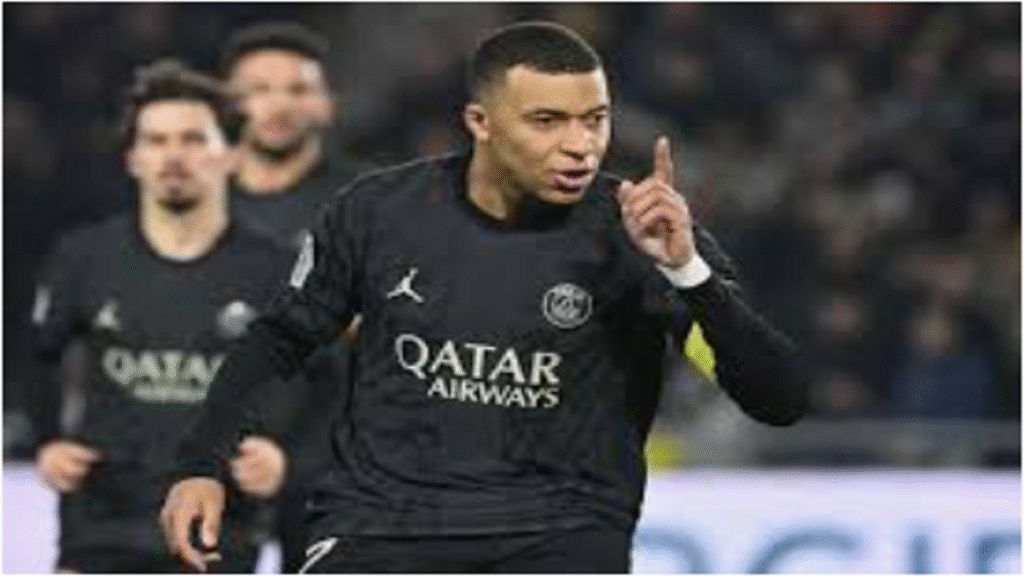 Kylian Mbappe celebrates goal for Real Madrid against Real Sociedad in La Liga match