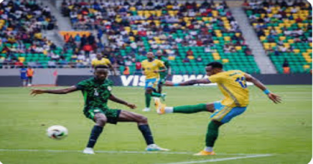 Nigeria Super Eagles players training at Godswill Akpabio International Stadium before crucial World Cup qualifier against Rwanda