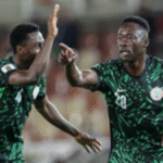 Akor Adams celebrating his debut goal for Nigeria Super Eagles against Lesotho in 2026 World Cup qualifier