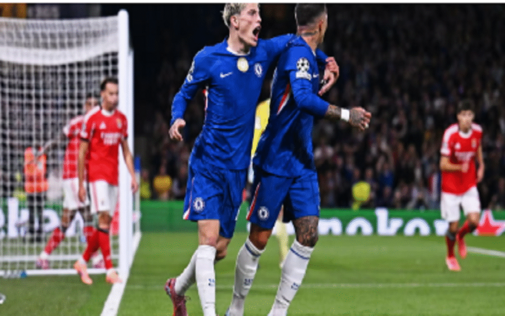 Richard Rios own goal moment as Benfica defender scores into his own net during Mourinho's Chelsea return at Stamford Bridge