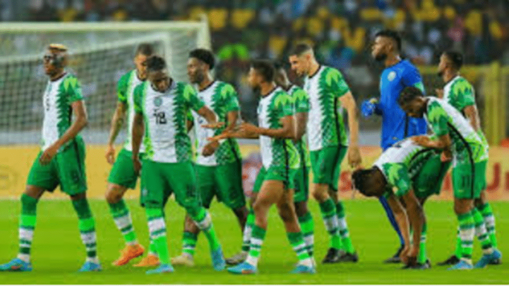 Nigeria Super Eagles head coach Eric Chelle reviewing tactical plans during training session ahead of 2026 FIFA World Cup qualifying matches